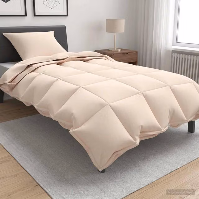 Set di piumoni e cuscini beige vidaXL in cotone, kapok e poliestere, ideali per l'estate, L: 137 cm x P: 200 cm – 1