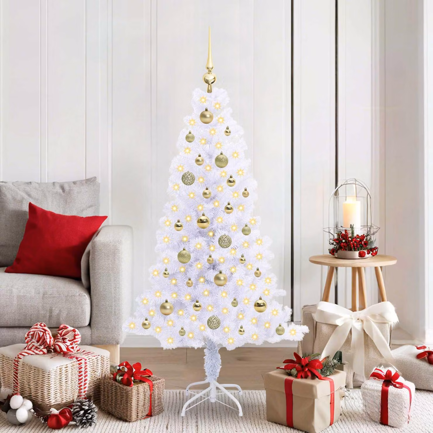 Maison Exclusive - Albero di Natale artificiale bianco, 150 cm, in PVC e acciaio