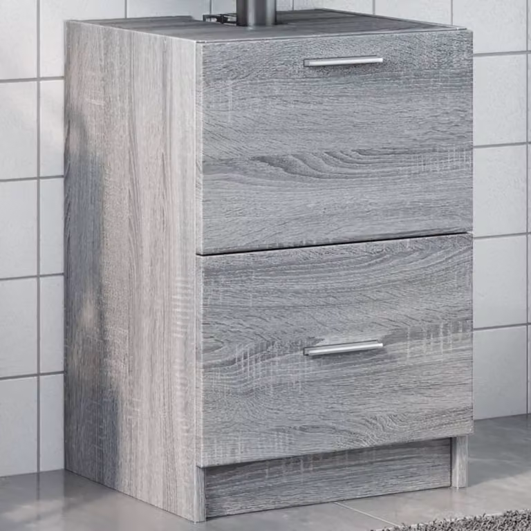 Mobile Lavabo Moderno vidaXL Grigio con Cassetti e Ante, L/P/H: 40 x 37 x 59 cm