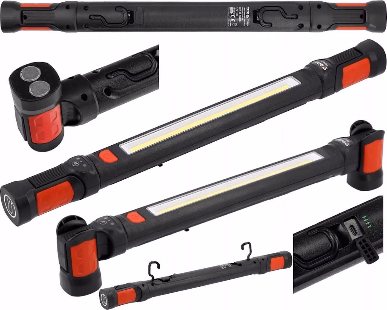 Luce da lavoro magnetica ricaricabile, luce vano motore 10W, 1000lm 3,4V / USB, COB LED