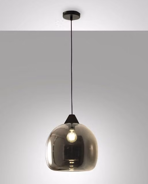Maia Lampada a Sospensione Fabas in Metallo e Vetro Grigio Ø310mm E27 60W IP20