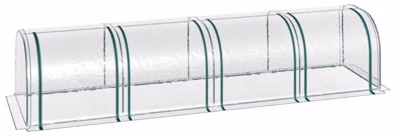 Serra a tunnel con 4 finestre con cerniera | Colore: verde scuro, trasparente | Dimensioni: 100x395x80 cm