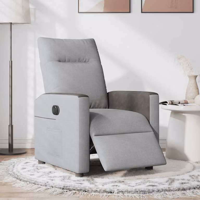 vidaXL Poltrona Elettrica Reclinabile Grigio Chiaro in Tessuto