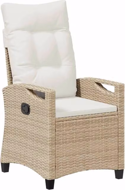 Sedia da Giardino | Sedie da Esterno reclinabile Beige e Crema 56 x 60 x 112 cm