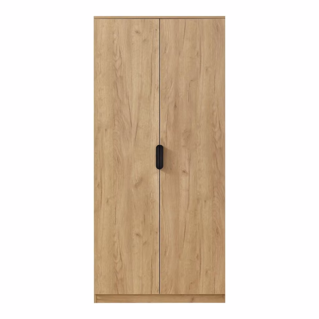Armadio moderno per camera da letto in MDF effetto rovere marrone con 1 asta appendiabiti e 4 ripiani H: 176 cm, L: 80 cm, P: 52 cm – 2