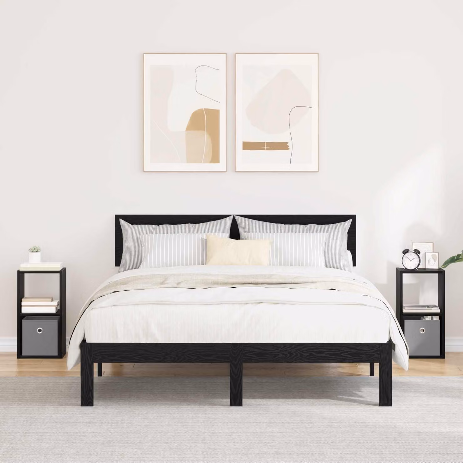 Set di 2 comodini moderni vidaXL in colore nero, L 25,5 cm x P 22 cm x H 49,5 cm