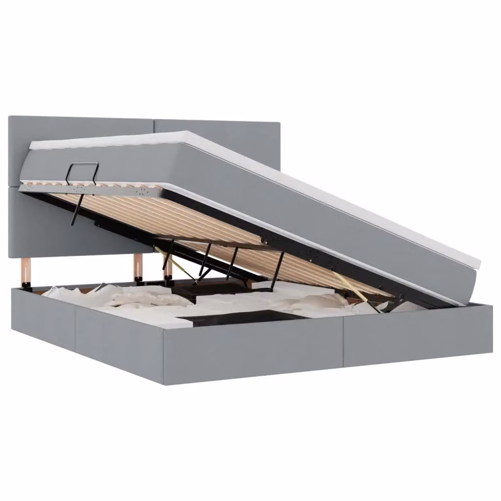 Letto con contenitore e illuminazione LED vidaXL, Grigio, L: 160 cm, P: 200 cm, H: 204 cm – 2
