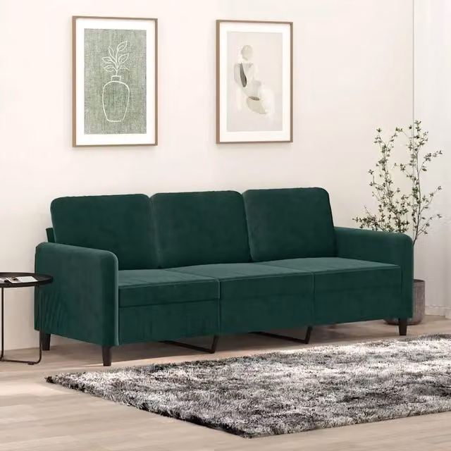 Divano moderno in velluto verde vidaXL con struttura in metallo per il tuo soggiorno L: 198 cm, P: 80 cm, H: 77 cm – 1