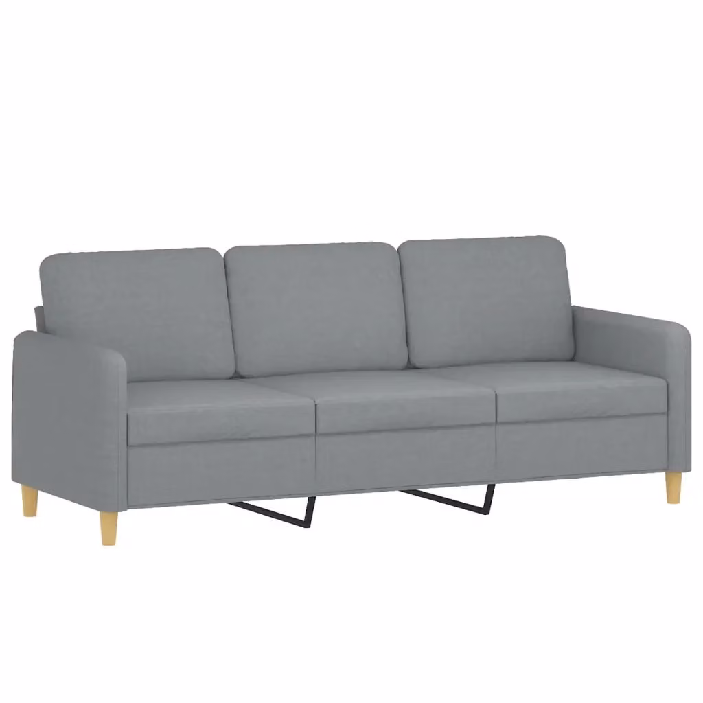 Divano moderno a 3 posti vidaXL in tessuto grigio con struttura in metallo e imbottitura in schiuma L: 198 cm, P: 80 cm, H: 77 cm – 2