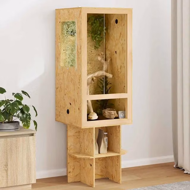 Terrario vidaXL in legno e vetro marrone stile rustico L/P/H: 50 x 50 x 130 cm – 1