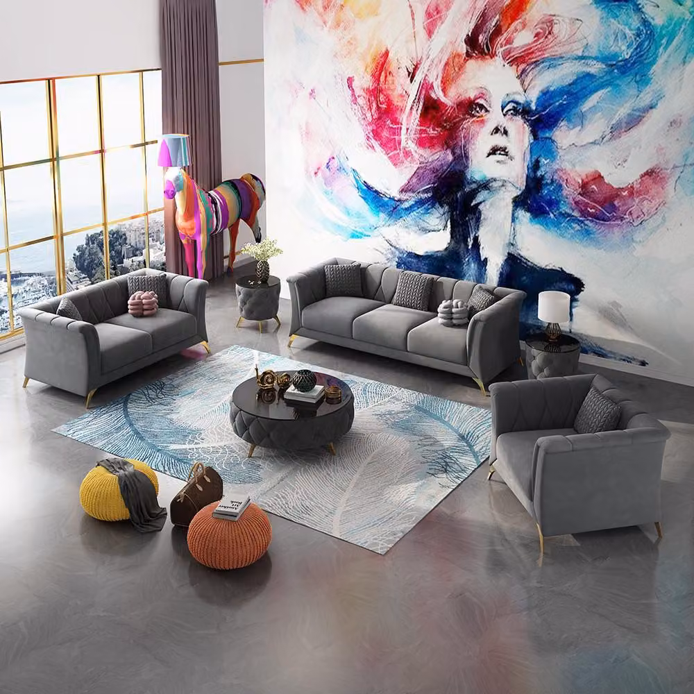 Sofagarnitur 3+2+1 Sitzer Stoff Couchen Polster Garnitur Sofas Couch Designer
