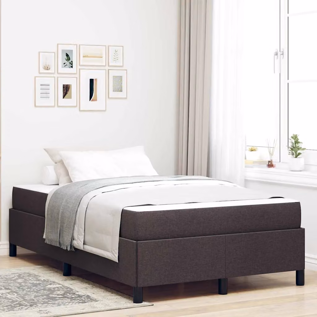 Letto a molle vidaXL in tessuto marrone con struttura in legno e metallo L/P/H: 120 x 200 x 191 cm – 1