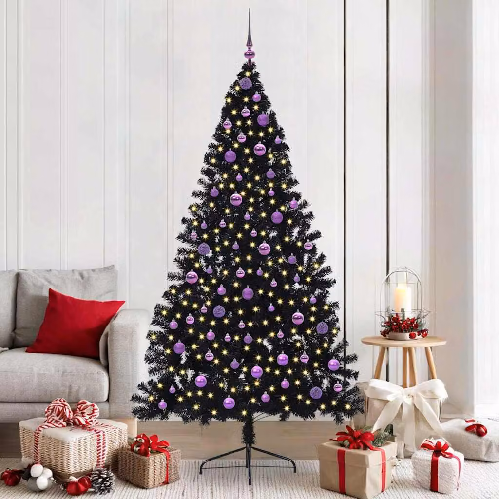 Maison Exclusive - Albero di Natale artificiale preilluminato Nero 210 cm PVC