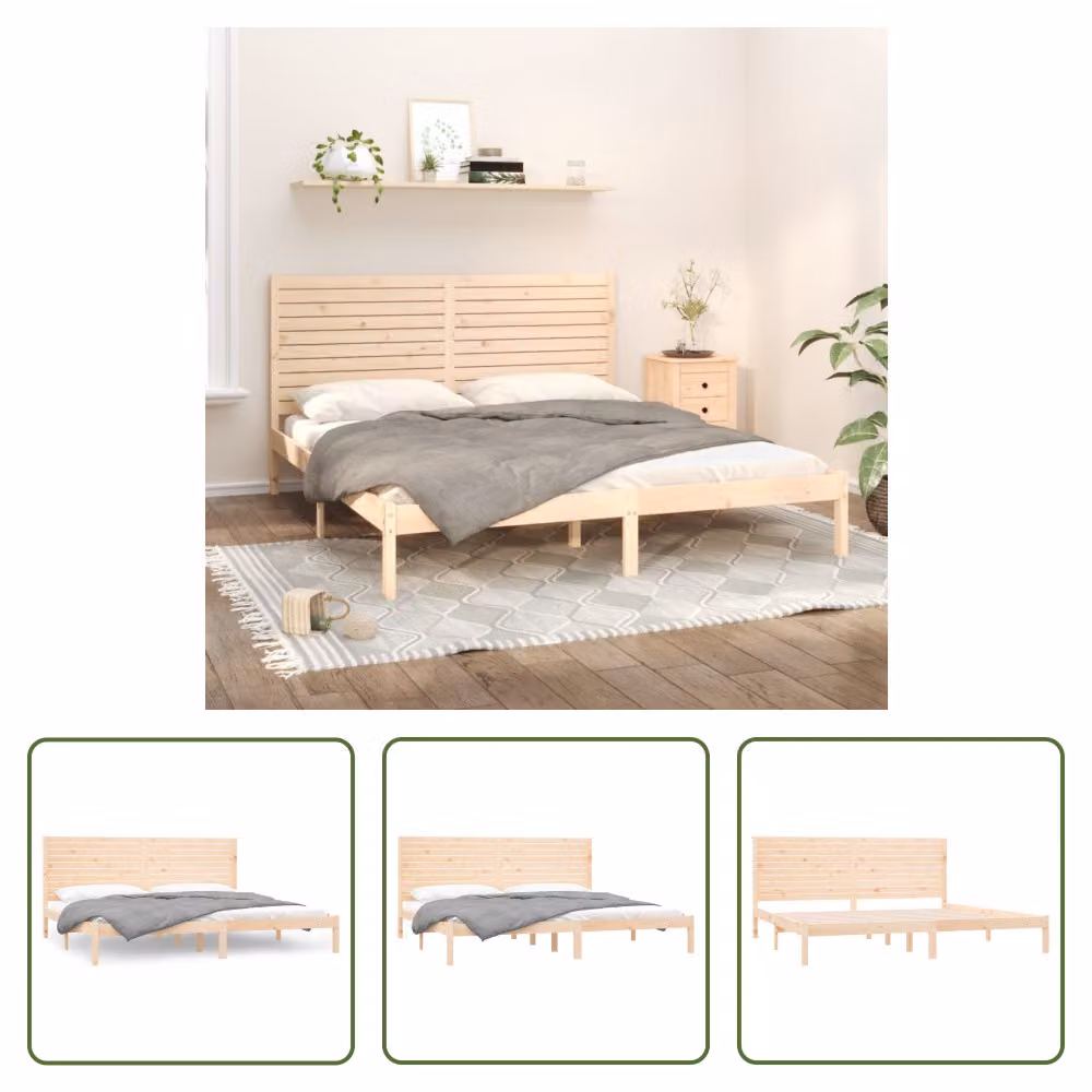 The Living Store Letto in legno massiccio 180x200 cm