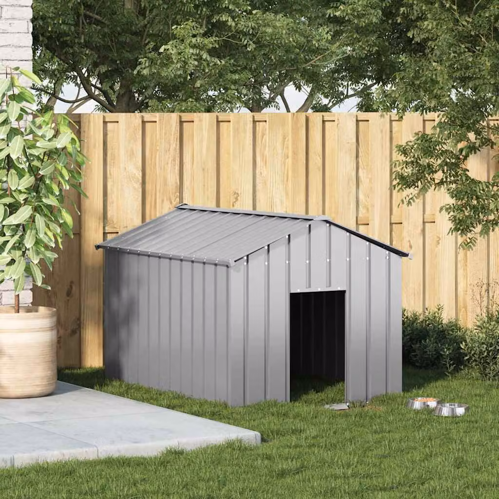 Casetta per Cani con Tetto 113x153x101 cm Acciaio Zincato