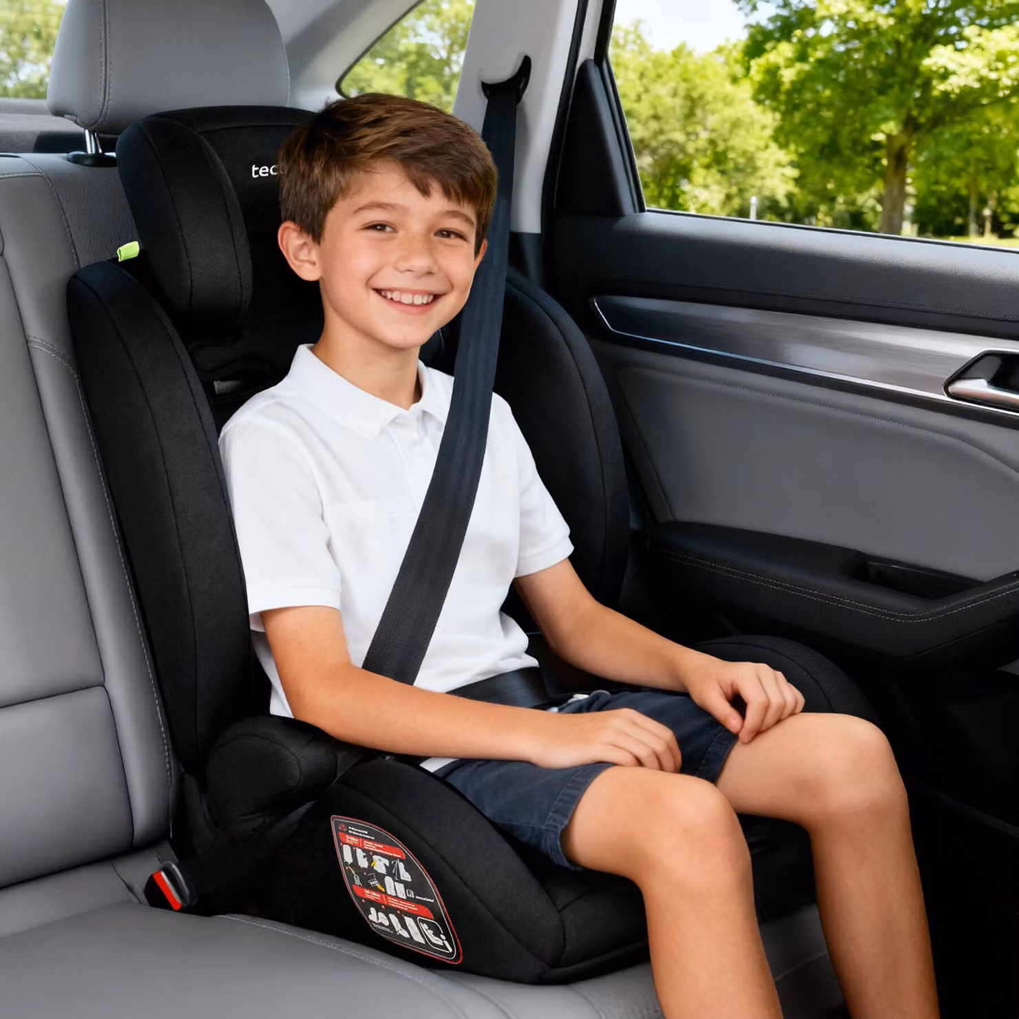 Seggiolino auto Tectake con ISOFIX, omologazione i-Size per bambini da 100 a 150 cm, orientamento fronte strada, grigio e nero – 3