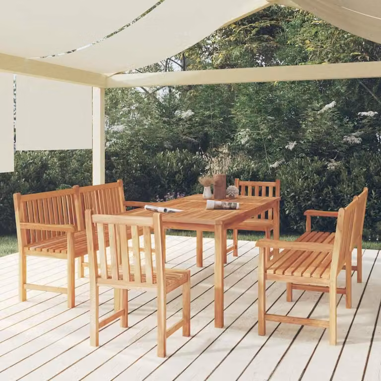 Set da pranzo per giardino vidaXL in legno di teak marrone, 5 pezzi