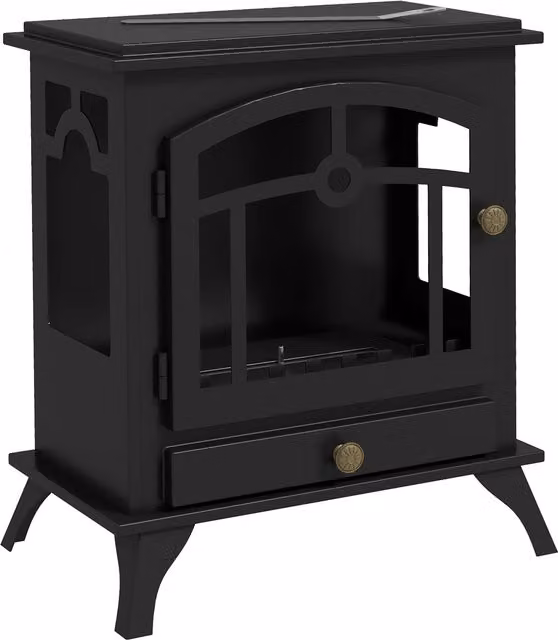 Camino Bioetanolo da Terra HOMCOM in Acciaio Nero con Bruciatore da 1.2L, L 45 cm x P 28 cm x H 54 cm