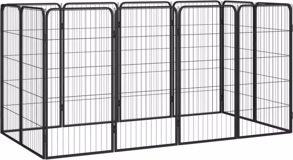 The Living Store Box per cani da 12 pezzi nero 50x100cm Acciaio verniciato a polvere