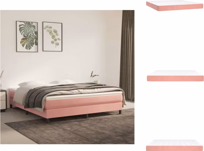 vidaXL Materasso a molle insacchettate rosa 180x200x20 cm in velluto - Materassi
