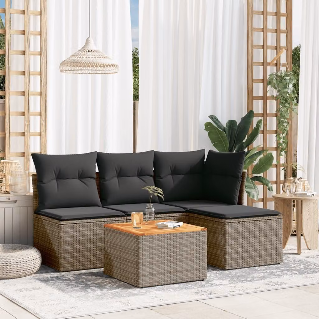 Maison Exclusive - Set divani da giardino 5 pezzi con cuscini grigio polyrattan