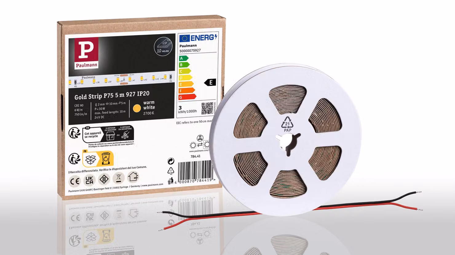 Paulmann Pro Strip, striscia LED dorata, modello P75, 927