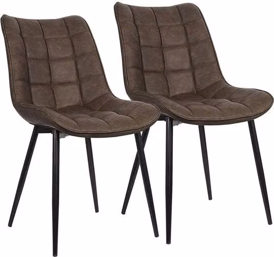 Sedie da Cucina - Qualità Premium Pelle Artificiale - Per la Sala da Pranzo, Salotto & Camera da Letto - Set da 2 - Marrone Scuro