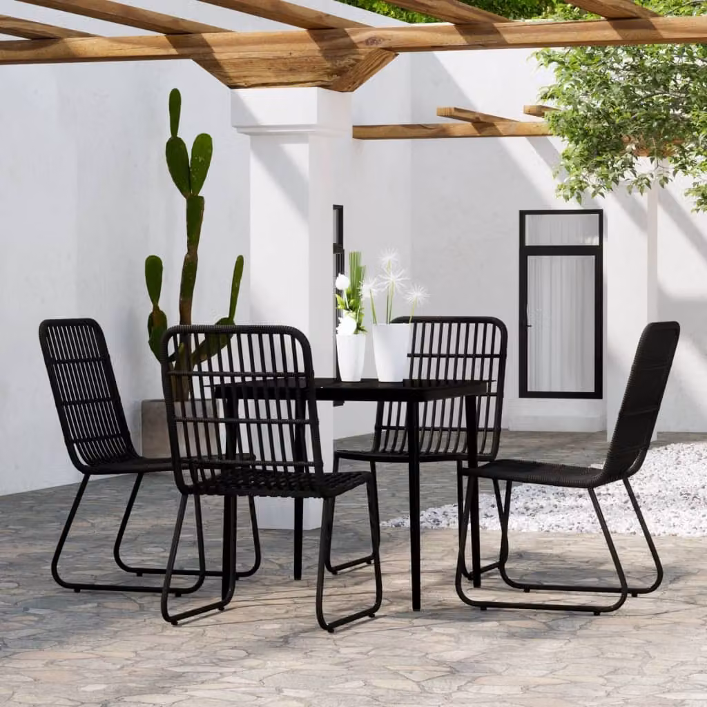 The Living Store Set da pranzo da giardino 5 pz. Set da pranzo da giardino Nero