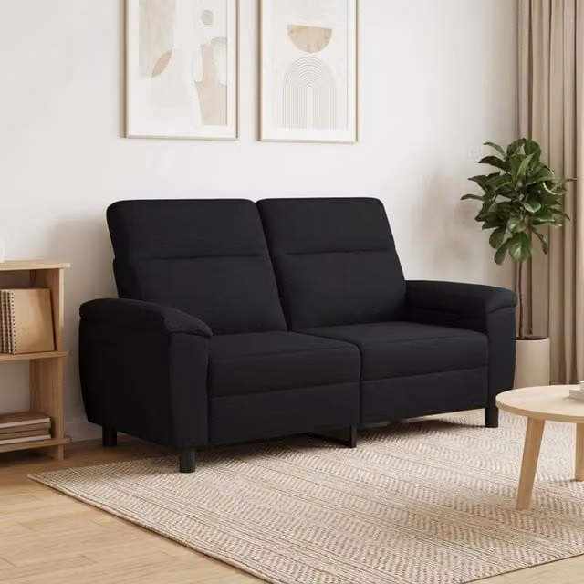Divano moderno vidaXL in tessuto nero con struttura in metallo L/P/H: 178 x 90 x 95 cm – 1
