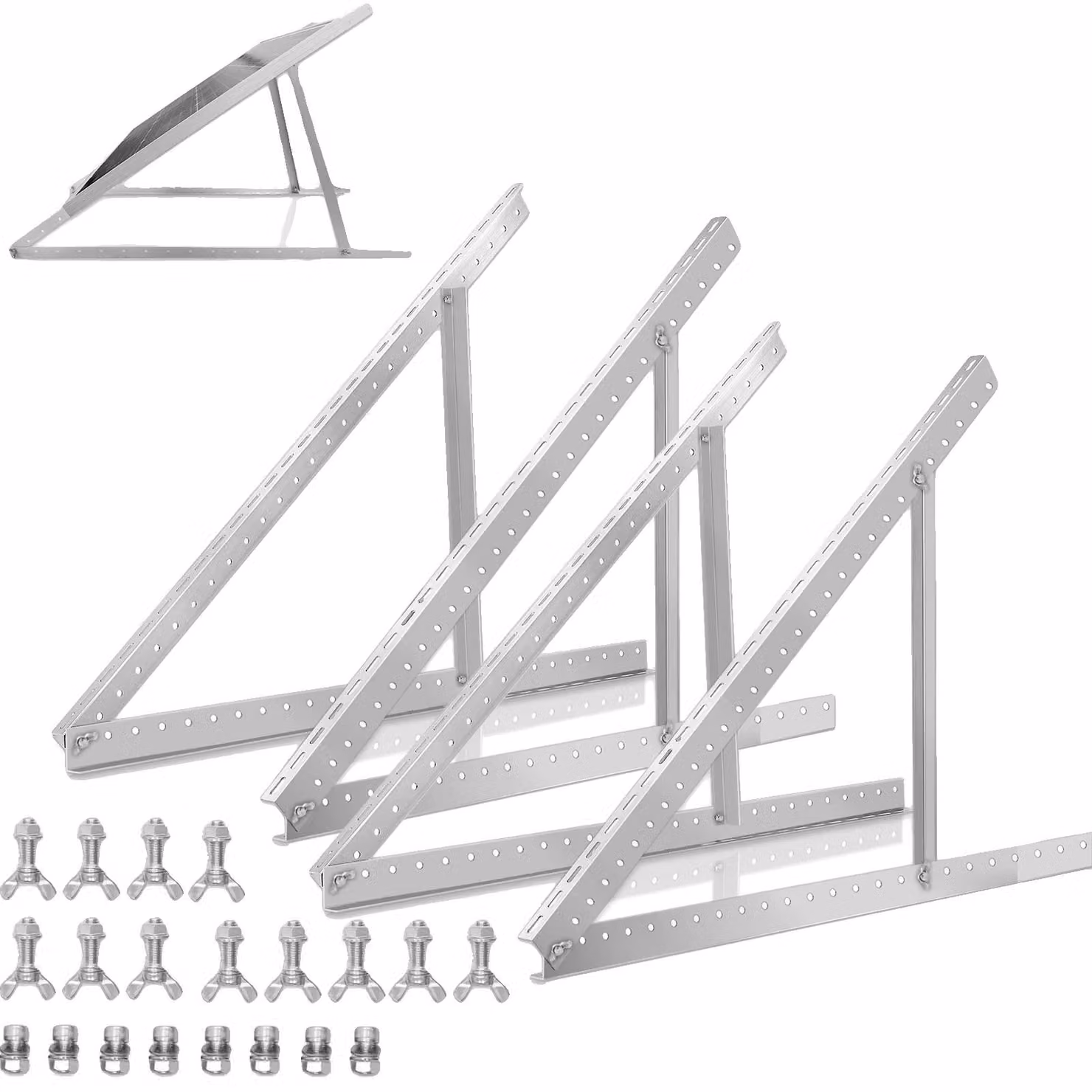 Supporto per l'installazione di pannelli solari, design regolabile, gambe angolate pieghevoli, 2 set