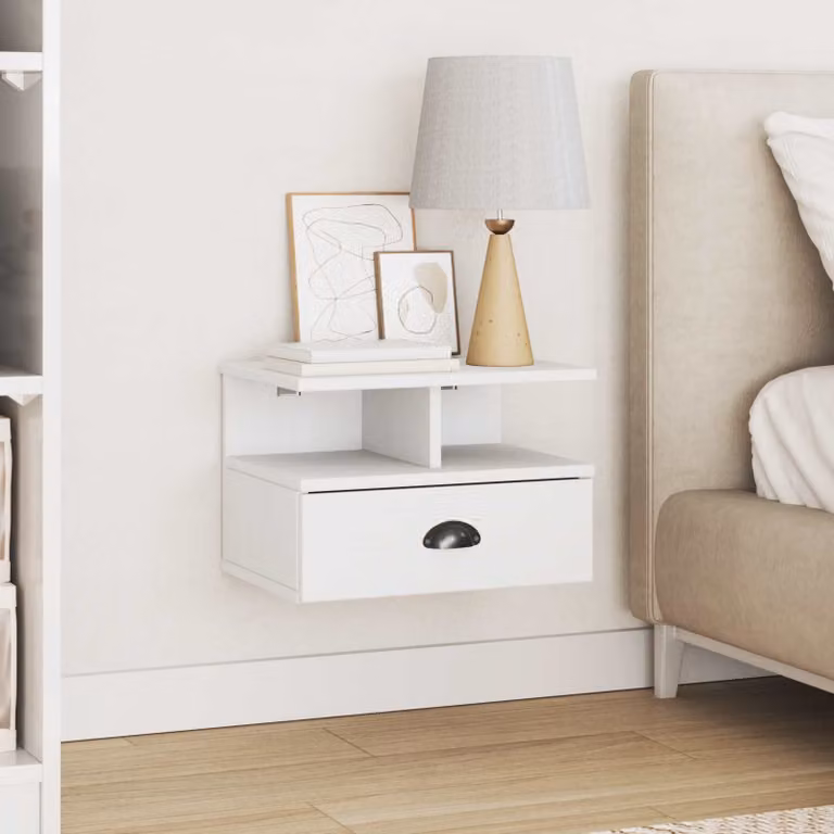 vidaXL Armadio da Notte HILL Bianco con Cassetto, Design Moderno, L/P/H: 40 x 31 x 27 cm