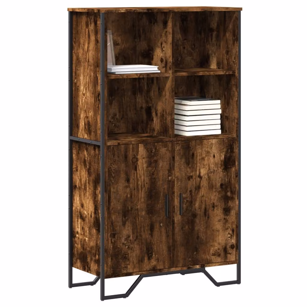 Credenza vidaXL in Rovere Fumo con Ante a Battente e Ripiano Aperto, L/P/H: 79,5 x 35,5 x 137,5 cm
