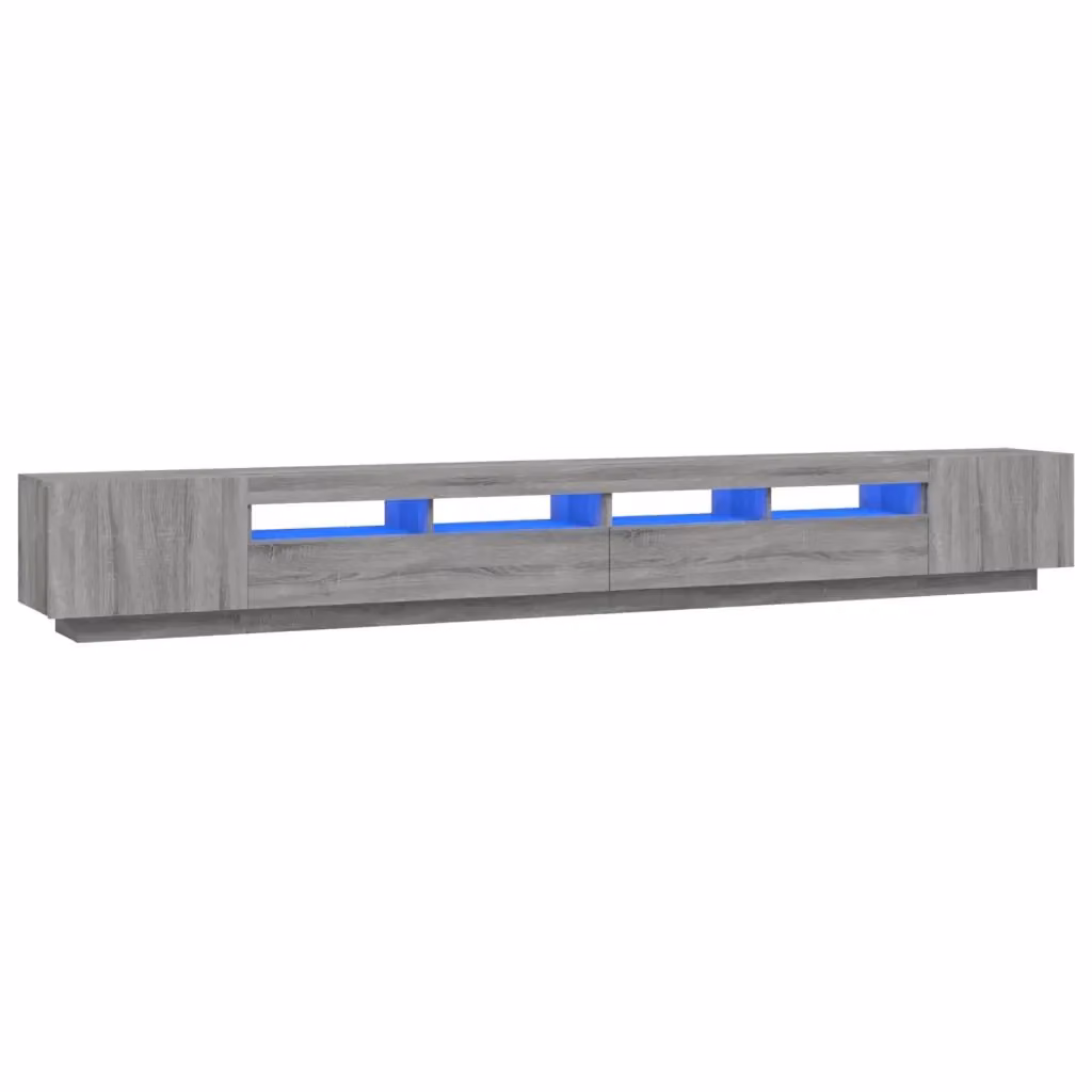 Set Mobili TV Moderno vidaXL in Legno e MDF Grigio con Luci LED Integrate per il Soggiorno – 2