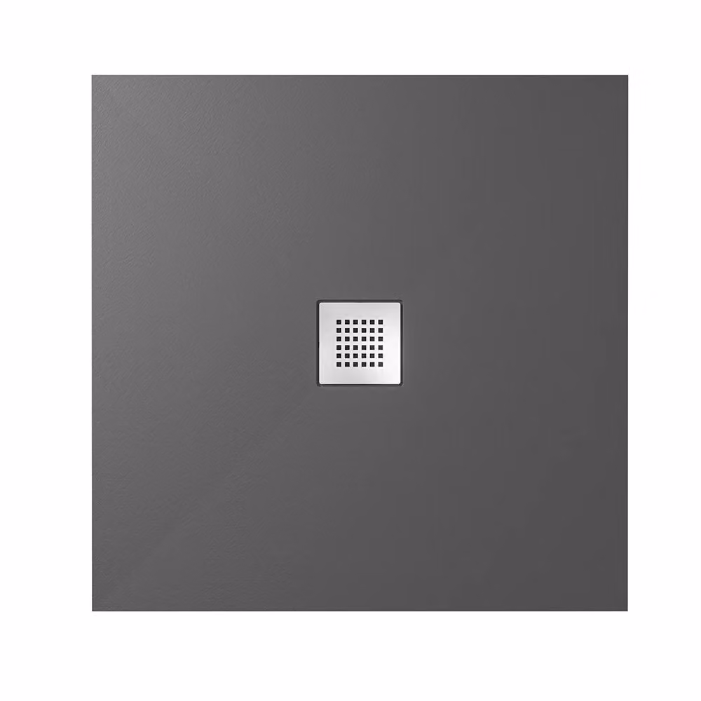 Piatto doccia quadrato Kos in marmoresina nero effetto pietra, L/P: 90 x 90 cm – 2