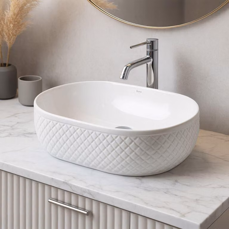 Lavabo Da Appoggio REA OKTAWIA White