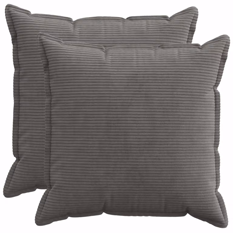 Set di 2 federe vidaXL HOUTEN in velluto a coste grigio scuro, L 55 cm x P 55 cm