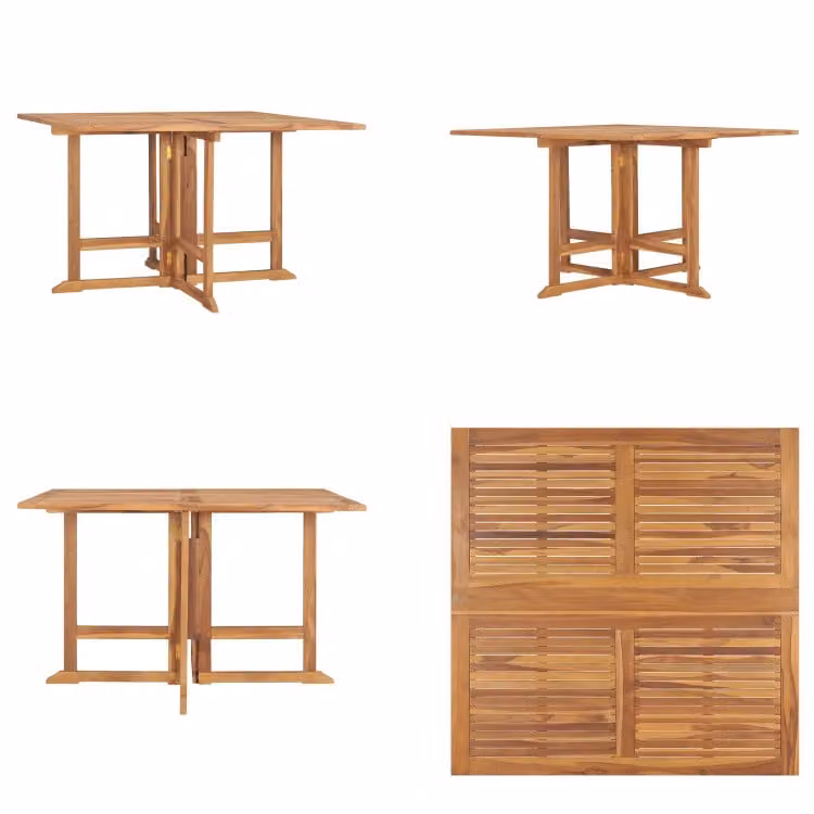 vidaXL Tavolo da pranzo da giardino pieghevole 110x110x75 cm in legno massiccio di teak - Tavolo da pranzo da giardino - Tavoli da pranzo da giardino - Tavolo da pranzo da giardino in legno - Tavolo da pranzo da giardino in legno massiccio