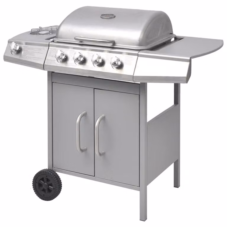 vidaXL Barbecue a gas 4+1 fiamme argento