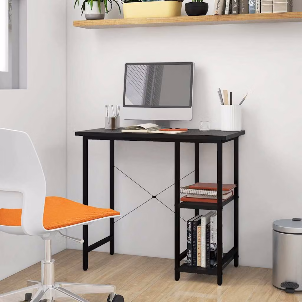 Scrivania per Computer vidaXL Nera in MDF e Metallo L 80 x P 40 x H 72 cm