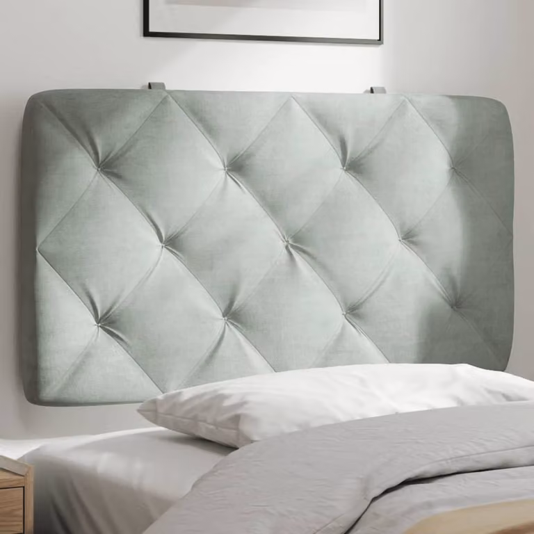 vidaXL Cuscino Testiera in Velluto Grigio Chiaro, Larghezza: 90 cm