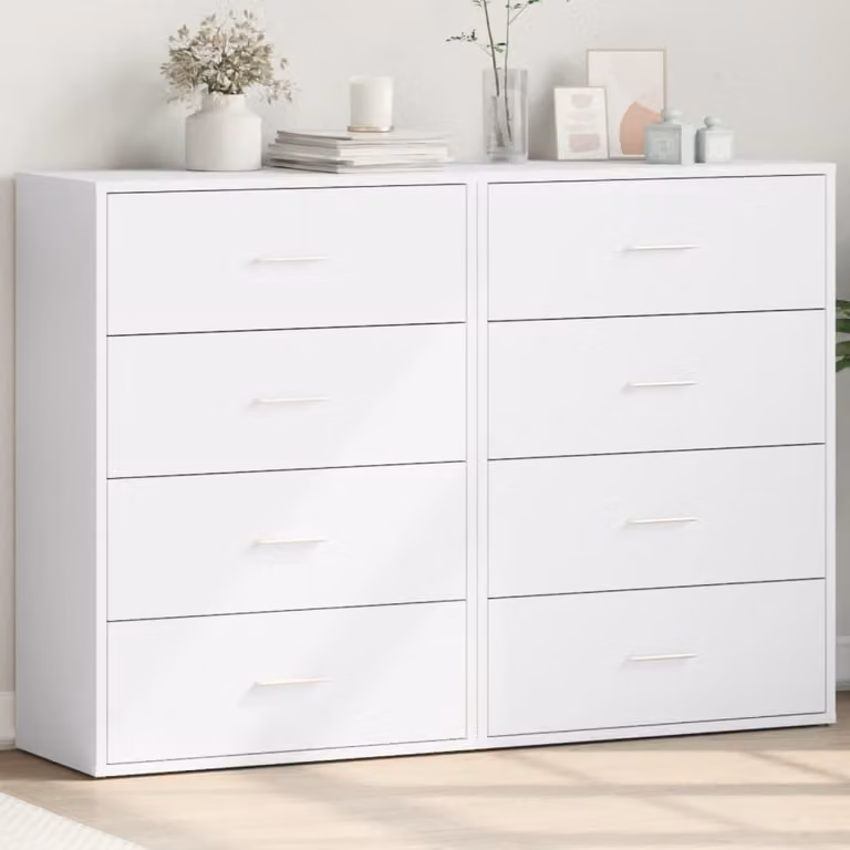 Set di 2 credenze moderne vidaXL bianche in legno MDF da parete L: 60 cm, P: 31 cm, H: 84 cm
