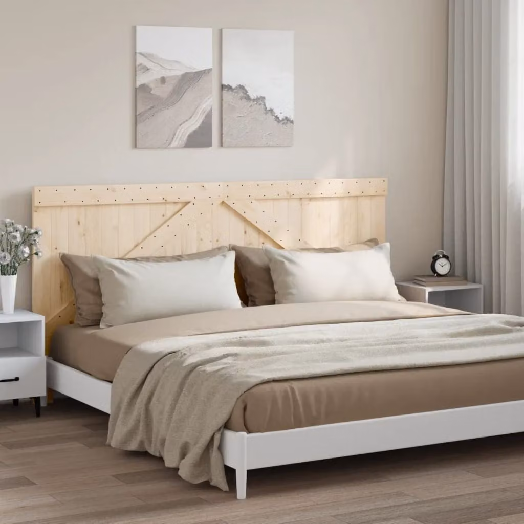 Testiera per letto vidaXL in legno massello di pino rustico, colore beige/marrone, L: 200 cm, H: 104 cm