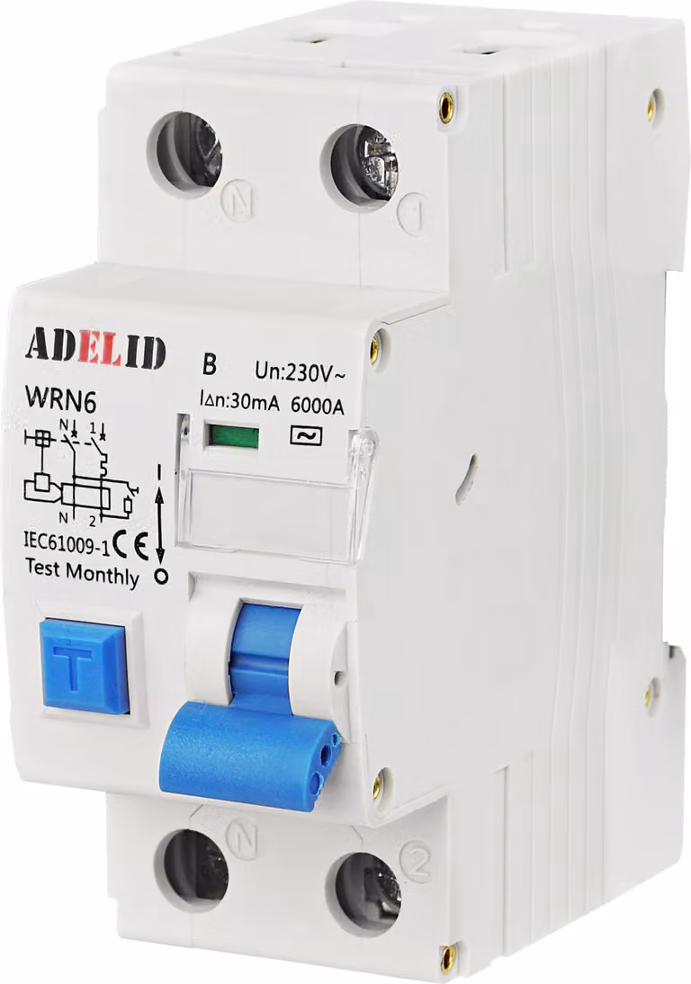 Interruttore differenziale/interruttore magnetotermico combinato. Interruttore differenziale/magnetotermico combinato, 10A, 30mA, 2 poli, tipo B
