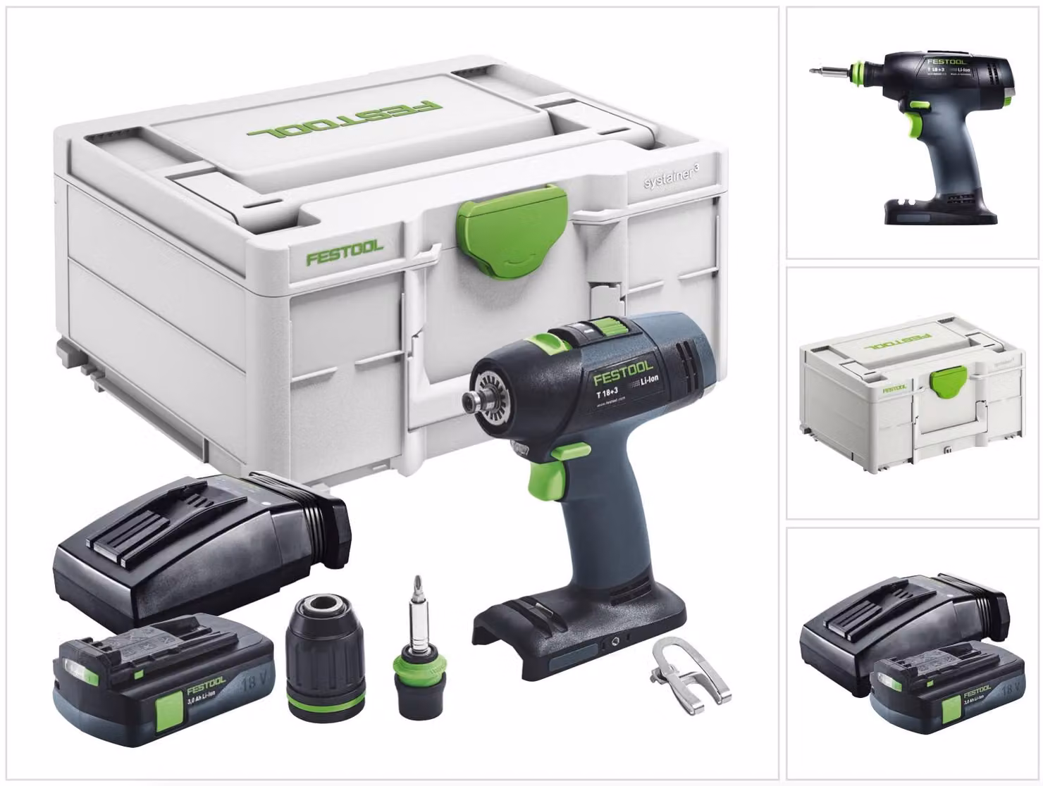 Festool T 18+3 Basic Avvitatore a batteria 18 V 50 Nm Brushless + 1x batteria 3,0 Ah + caricabatteria + Systainer