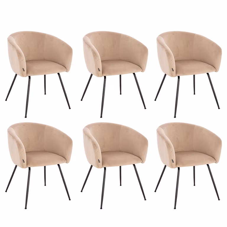 Home Deluxe - Sedia imbottita ARIA - 6 pezzi, colore: beige velluto - imbottitura morbida, carico massimo 120 kg I Sedia da cucina Sedie da pranzo Sedie da sala da pranzo