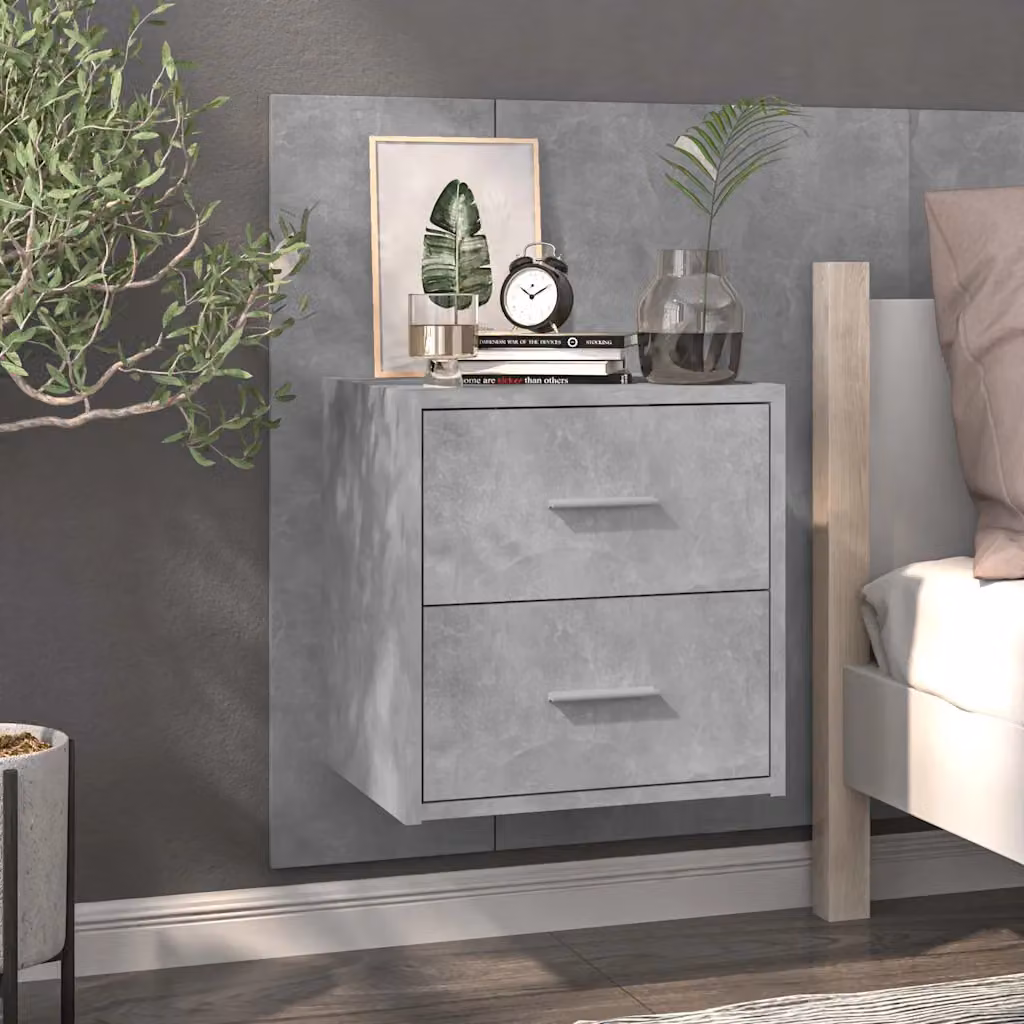 vidaXL Comodino a Muro Moderno Grigio con Finitura Opaca