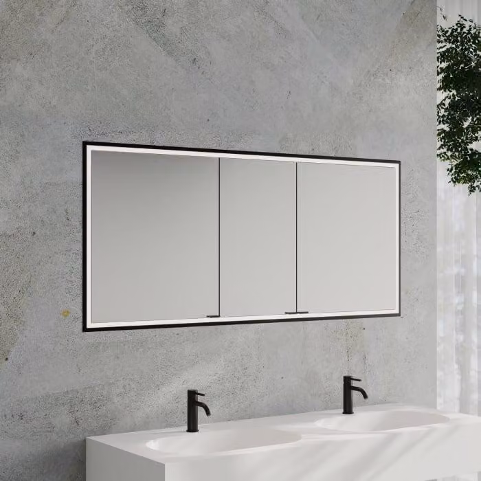 Specchio da bagno a cubo Kronenbach 2.0, da incasso, con 3 ante, 160 cm