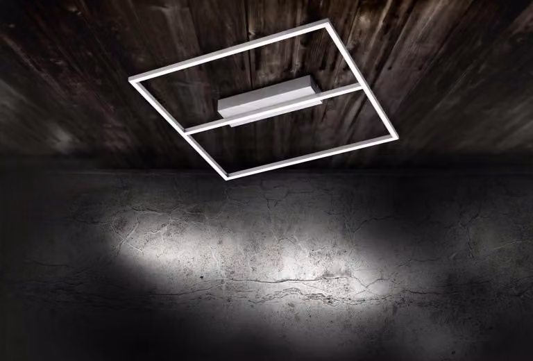 Lampada da soffitto INIGO di Paul Neuhaus, acciaio, 1 pannello LED da 28W, 3000K, lampada per interni, grado di protezione IP20