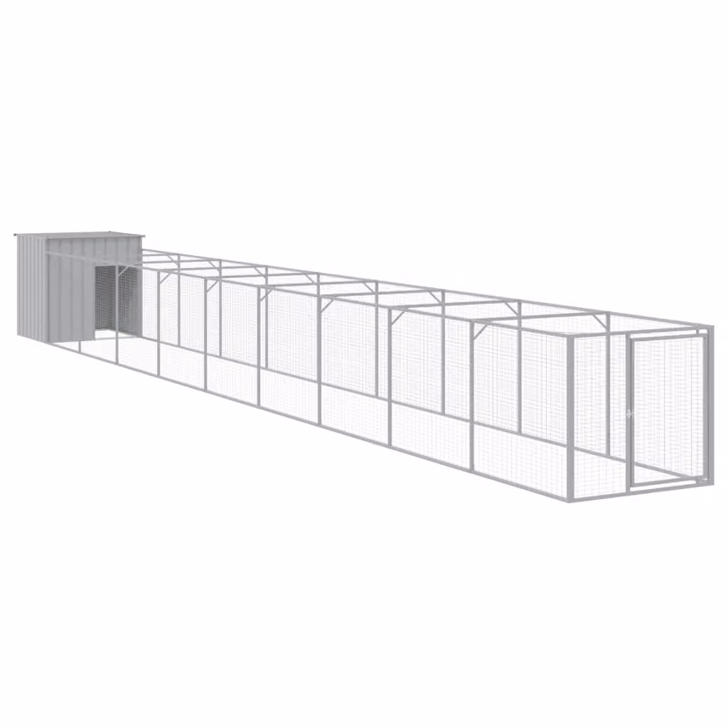 Casetta Cani Corsa Grigio Chiaro 110x1017x110cm Acciaio Zincato