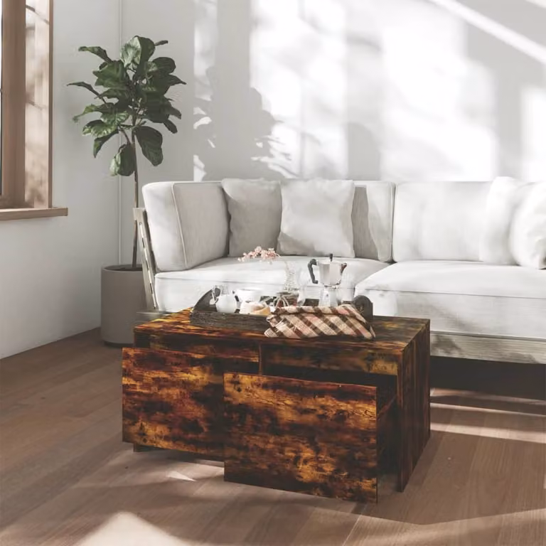 The Living Store tavolino in rovere fumé 90x50x41,5 cm materiale in legno